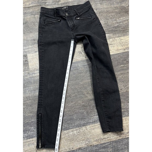 Loft Jeans Women's Modern Skinny Ankle Black Zip Ankle Size 27/4 - Picture 15 of 16